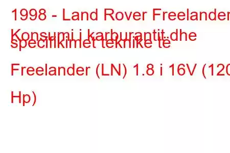 1998 - Land Rover Freelander
Konsumi i karburantit dhe specifikimet teknike të Freelander (LN) 1.8 i 16V (120 Hp)