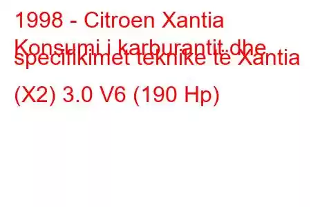 1998 - Citroen Xantia
Konsumi i karburantit dhe specifikimet teknike të Xantia (X2) 3.0 V6 (190 Hp)