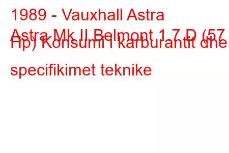 1989 - Vauxhall Astra
Astra Mk II Belmont 1.7 D (57 Hp) Konsumi i karburantit dhe specifikimet teknike