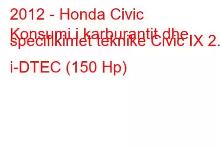 2012 - Honda Civic
Konsumi i karburantit dhe specifikimet teknike Civic IX 2.2 i-DTEC (150 Hp)