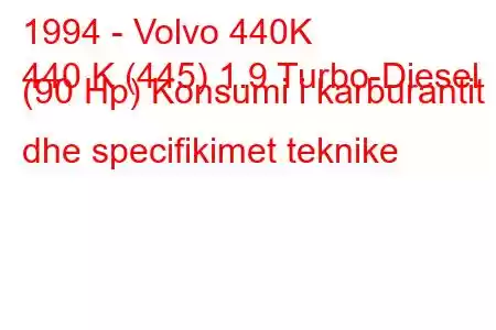 1994 - Volvo 440K
440 K (445) 1.9 Turbo-Diesel (90 Hp) Konsumi i karburantit dhe specifikimet teknike