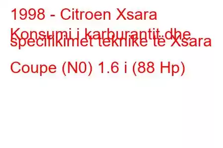 1998 - Citroen Xsara
Konsumi i karburantit dhe specifikimet teknike të Xsara Coupe (N0) 1.6 i (88 Hp)