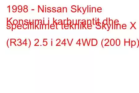 1998 - Nissan Skyline
Konsumi i karburantit dhe specifikimet teknike Skyline X (R34) 2.5 i 24V 4WD (200 Hp)