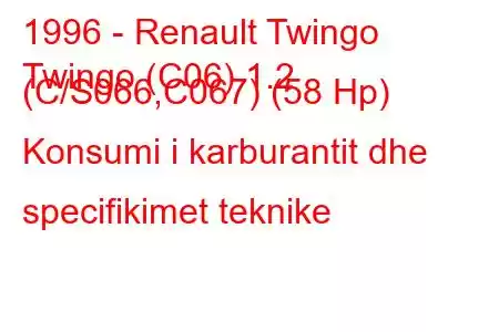 1996 - Renault Twingo
Twingo (C06) 1.2 (C/S066,C067) (58 Hp) Konsumi i karburantit dhe specifikimet teknike