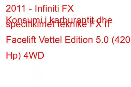 2011 - Infiniti FX
Konsumi i karburantit dhe specifikimet teknike FX II Facelift Vettel Edition 5.0 (420 Hp) 4WD