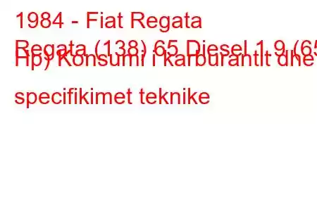 1984 - Fiat Regata
Regata (138) 65 Diesel 1.9 (65 Hp) Konsumi i karburantit dhe specifikimet teknike