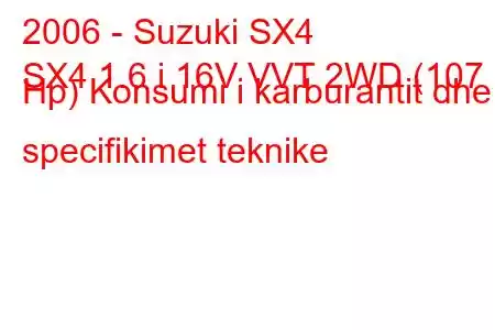 2006 - Suzuki SX4
SX4 1.6 i 16V VVT 2WD (107 Hp) Konsumi i karburantit dhe specifikimet teknike