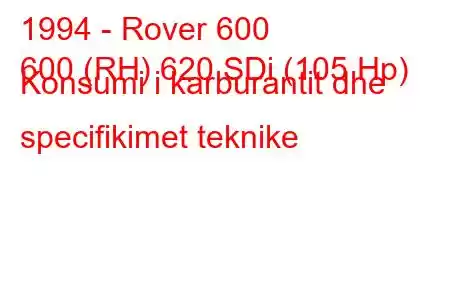 1994 - Rover 600
600 (RH) 620 SDi (105 Hp) Konsumi i karburantit dhe specifikimet teknike