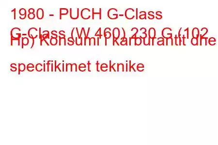 1980 - PUCH G-Class
G-Class (W 460) 230 G (102 Hp) Konsumi i karburantit dhe specifikimet teknike