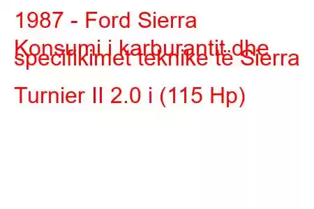 1987 - Ford Sierra
Konsumi i karburantit dhe specifikimet teknike të Sierra Turnier II 2.0 i (115 Hp)