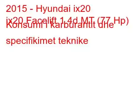 2015 - Hyundai ix20
ix20 Facelift 1.4d MT (77 Hp) Konsumi i karburantit dhe specifikimet teknike