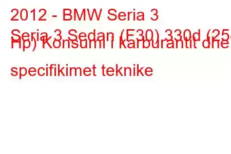 2012 - BMW Seria 3
Seria 3 Sedan (F30) 330d (258 Hp) Konsumi i karburantit dhe specifikimet teknike