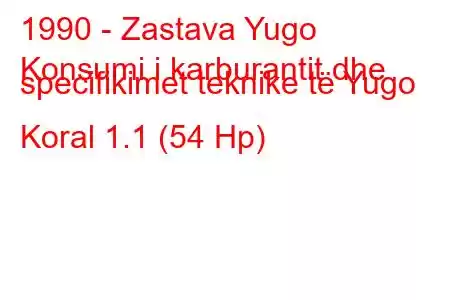 1990 - Zastava Yugo
Konsumi i karburantit dhe specifikimet teknike të Yugo Koral 1.1 (54 Hp)