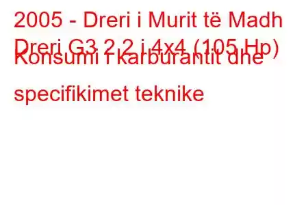 2005 - Dreri i Murit të Madh
Dreri G3 2.2 i 4x4 (105 Hp) Konsumi i karburantit dhe specifikimet teknike