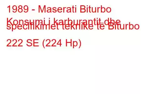 1989 - Maserati Biturbo
Konsumi i karburantit dhe specifikimet teknike të Biturbo 222 SE (224 Hp)