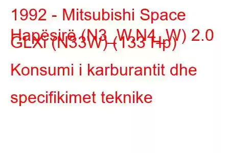 1992 - Mitsubishi Space
Hapësirë ​​(N3_W,N4_W) 2.0 GLXi (N33W) (133 Hp) Konsumi i karburantit dhe specifikimet teknike