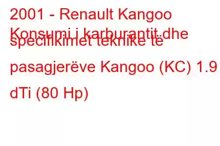 2001 - Renault Kangoo
Konsumi i karburantit dhe specifikimet teknike të pasagjerëve Kangoo (KC) 1.9 dTi (80 Hp)