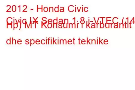 2012 - Honda Civic
Civic IX Sedan 1.8 i-VTEC (142 Hp) MT Konsumi i karburantit dhe specifikimet teknike