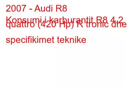 2007 - Audi R8
Konsumi i karburantit R8 4.2 quattro (420 Hp) R tronic dhe specifikimet teknike