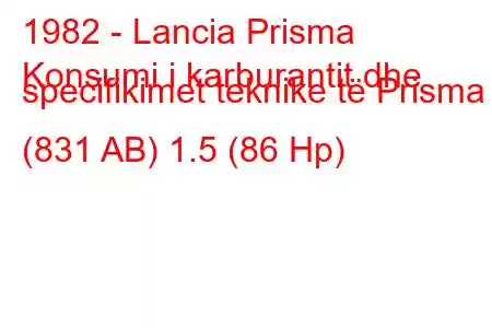 1982 - Lancia Prisma
Konsumi i karburantit dhe specifikimet teknike të Prisma (831 AB) 1.5 (86 Hp)