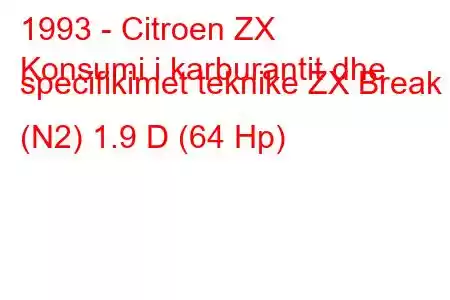 1993 - Citroen ZX
Konsumi i karburantit dhe specifikimet teknike ZX Break (N2) 1.9 D (64 Hp)