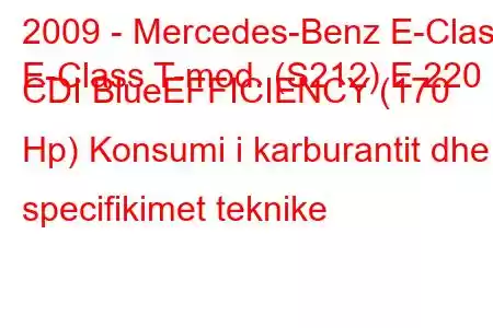 2009 - Mercedes-Benz E-Class
E-Class T-mod. (S212) E 220 CDI BlueEFFICIENCY (170 Hp) Konsumi i karburantit dhe specifikimet teknike