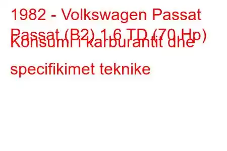 1982 - Volkswagen Passat
Passat (B2) 1.6 TD (70 Hp) Konsumi i karburantit dhe specifikimet teknike