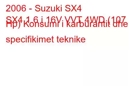 2006 - Suzuki SX4
SX4 1.6 i 16V VVT 4WD (107 Hp) Konsumi i karburantit dhe specifikimet teknike