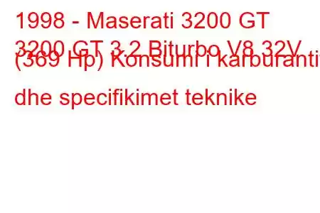 1998 - Maserati 3200 GT
3200 GT 3.2 Biturbo V8 32V (369 Hp) Konsumi i karburantit dhe specifikimet teknike