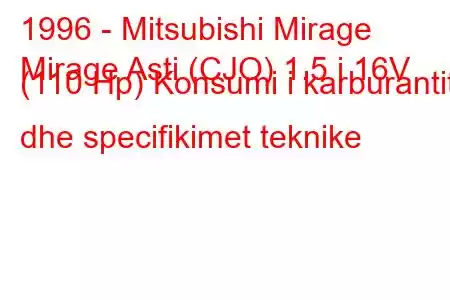 1996 - Mitsubishi Mirage
Mirage Asti (CJO) 1.5 i 16V (110 Hp) Konsumi i karburantit dhe specifikimet teknike