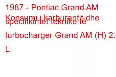 1987 - Pontiac Grand AM
Konsumi i karburantit dhe specifikimet teknike të turbocharger Grand AM (H) 2.0 L