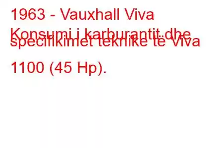 1963 - Vauxhall Viva
Konsumi i karburantit dhe specifikimet teknike të Viva 1100 (45 Hp).