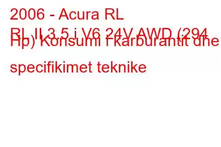 2006 - Acura RL
RL II 3.5 i V6 24V AWD (294 Hp) Konsumi i karburantit dhe specifikimet teknike