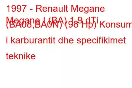 1997 - Renault Megane
Megane I (BA) 1.9 dTi (BA08,BA0N) (98 Hp) Konsumi i karburantit dhe specifikimet teknike