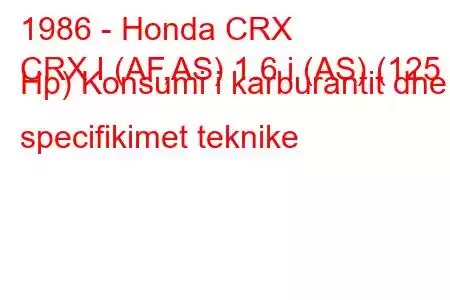 1986 - Honda CRX
CRX I (AF,AS) 1.6 i (AS) (125 Hp) Konsumi i karburantit dhe specifikimet teknike