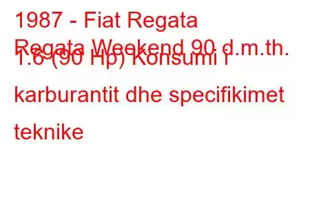 1987 - Fiat Regata
Regata Weekend 90 d.m.th. 1.6 (90 Hp) Konsumi i karburantit dhe specifikimet teknike