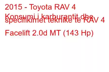 2015 - Toyota RAV 4
Konsumi i karburantit dhe specifikimet teknike të RAV 4 Facelift 2.0d MT (143 Hp)