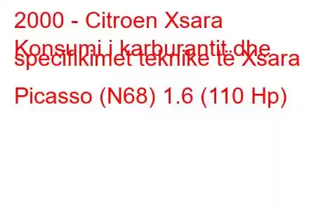 2000 - Citroen Xsara
Konsumi i karburantit dhe specifikimet teknike të Xsara Picasso (N68) 1.6 (110 Hp)