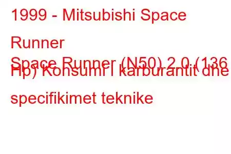 1999 - Mitsubishi Space Runner
Space Runner (N50) 2.0 (136 Hp) Konsumi i karburantit dhe specifikimet teknike