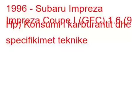 1996 - Subaru Impreza
Impreza Coupe I (GFC) 1.6 (90 Hp) Konsumi i karburantit dhe specifikimet teknike