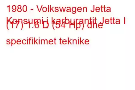 1980 - Volkswagen Jetta
Konsumi i karburantit Jetta I (17) 1.6 D (54 Hp) dhe specifikimet teknike