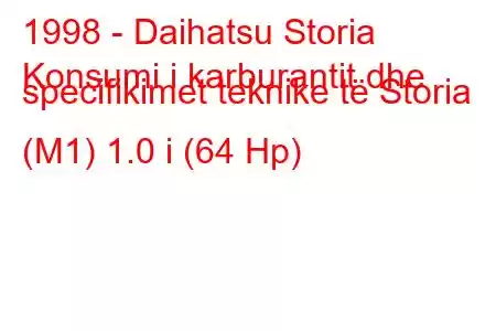 1998 - Daihatsu Storia
Konsumi i karburantit dhe specifikimet teknike të Storia (M1) 1.0 i (64 Hp)