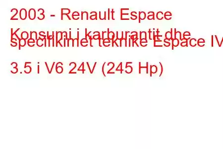 2003 - Renault Espace
Konsumi i karburantit dhe specifikimet teknike Espace IV 3.5 i V6 24V (245 Hp)