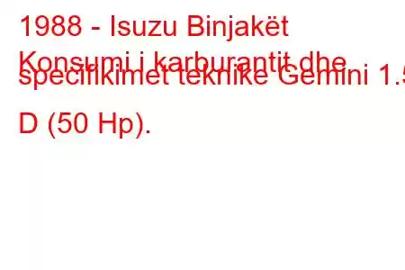 1988 - Isuzu Binjakët
Konsumi i karburantit dhe specifikimet teknike Gemini 1.5 D (50 Hp).