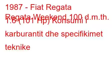 1987 - Fiat Regata
Regata Weekend 100 d.m.th. 1.6 (101 Hp) Konsumi i karburantit dhe specifikimet teknike