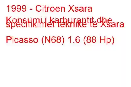 1999 - Citroen Xsara
Konsumi i karburantit dhe specifikimet teknike të Xsara Picasso (N68) 1.6 (88 Hp)