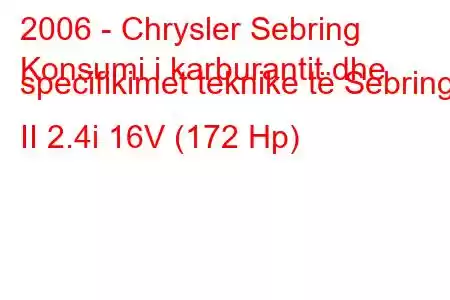 2006 - Chrysler Sebring
Konsumi i karburantit dhe specifikimet teknike të Sebring II 2.4i 16V (172 Hp)