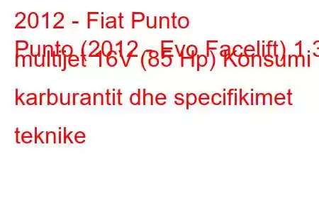 2012 - Fiat Punto
Punto (2012 - Evo Facelift) 1.3 multijet 16V (85 Hp) Konsumi i karburantit dhe specifikimet teknike