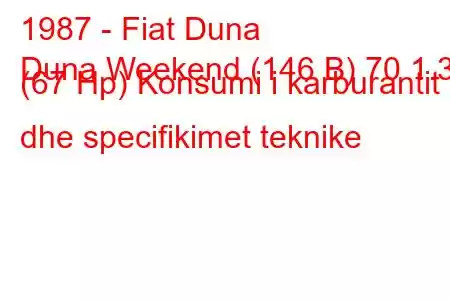 1987 - Fiat Duna
Duna Weekend (146 B) 70 1.3 (67 Hp) Konsumi i karburantit dhe specifikimet teknike