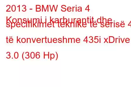 2013 - BMW Seria 4
Konsumi i karburantit dhe specifikimet teknike të serisë 4 të konvertueshme 435i xDrive 3.0 (306 Hp)